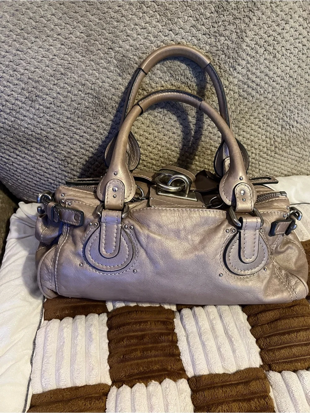 Chloe Paddington Metallic Taupe VGUC!